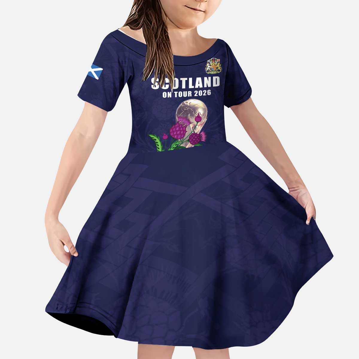 Custom Football Scotland Kid Short Sleeve Dress On Tour 2026