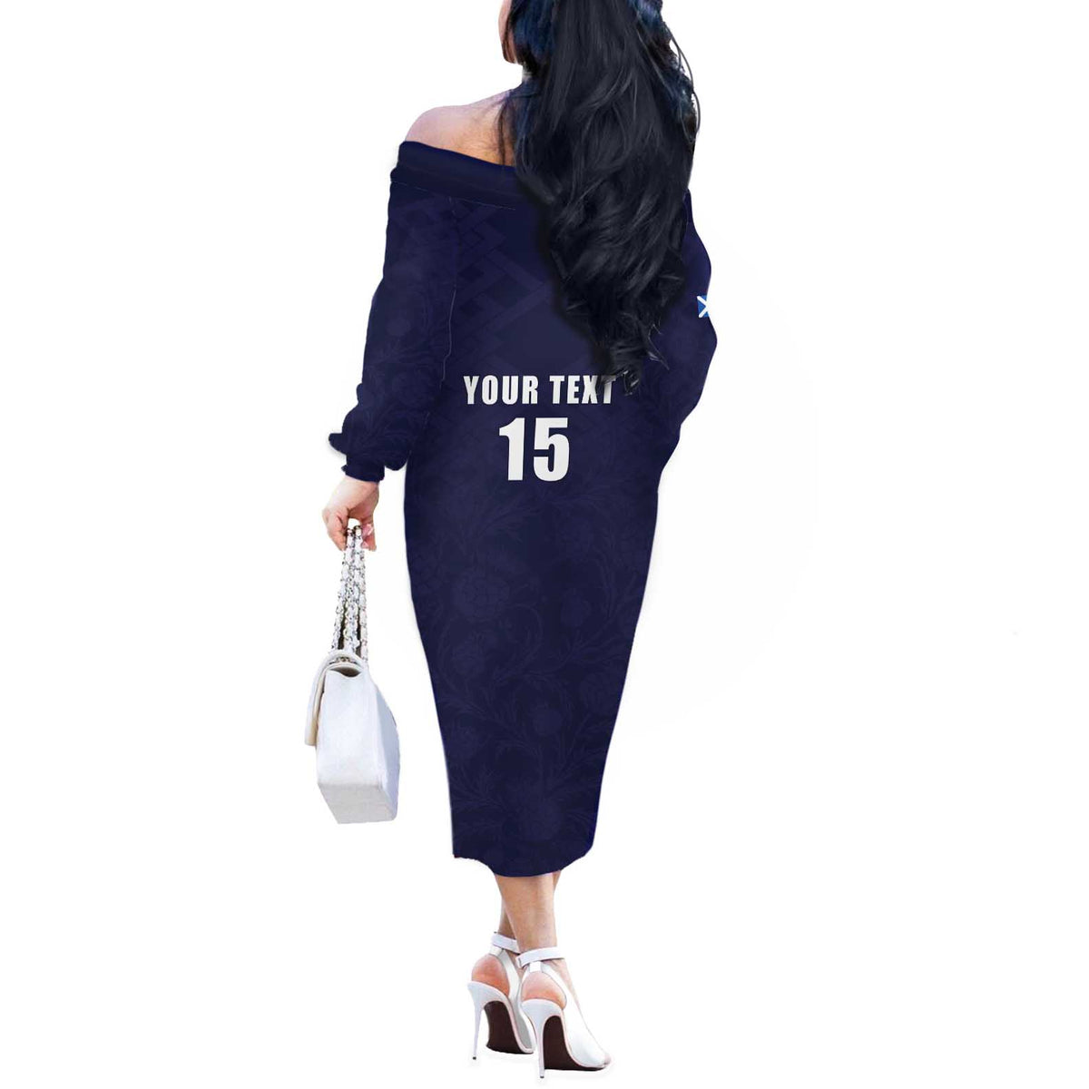 Custom Football Scotland Off The Shoulder Long Sleeve Dress On Tour 2026