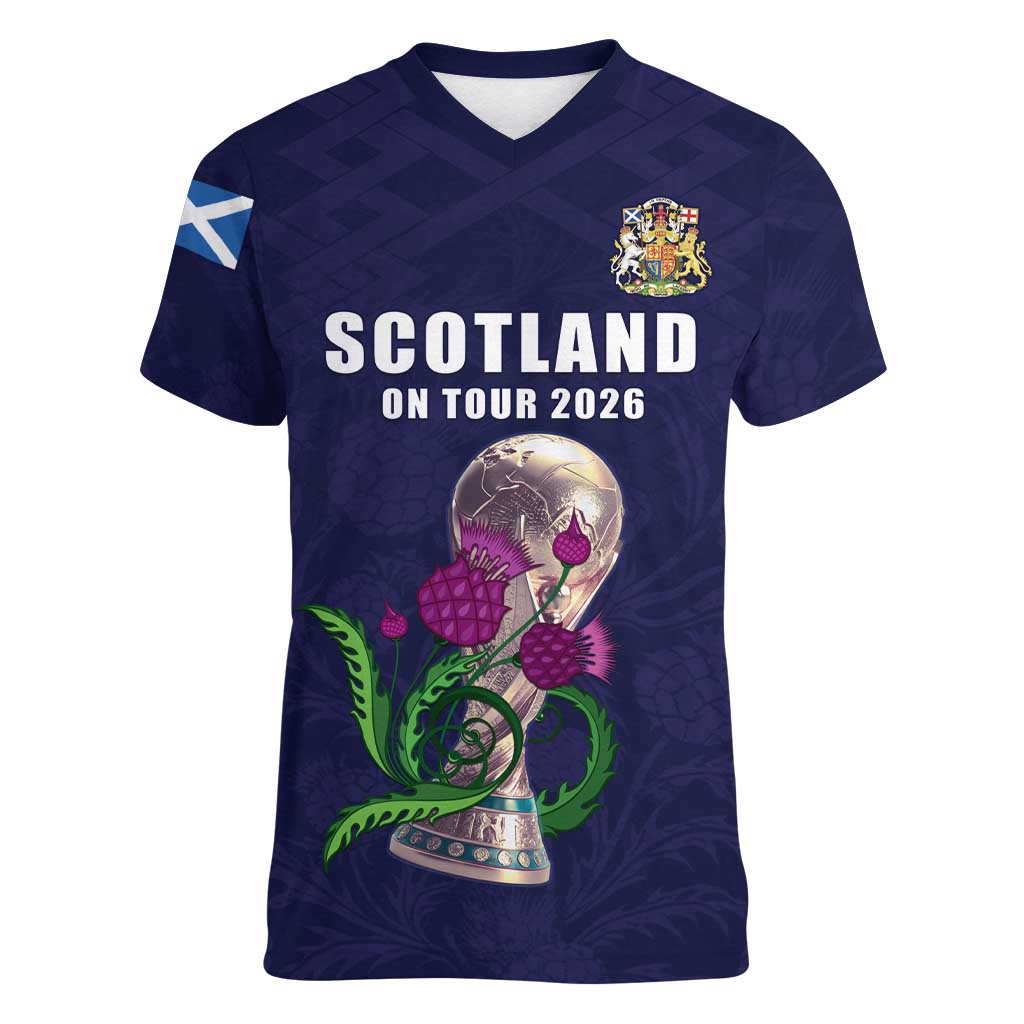 Custom Football Scotland Women V-Neck T-Shirt On Tour 2026