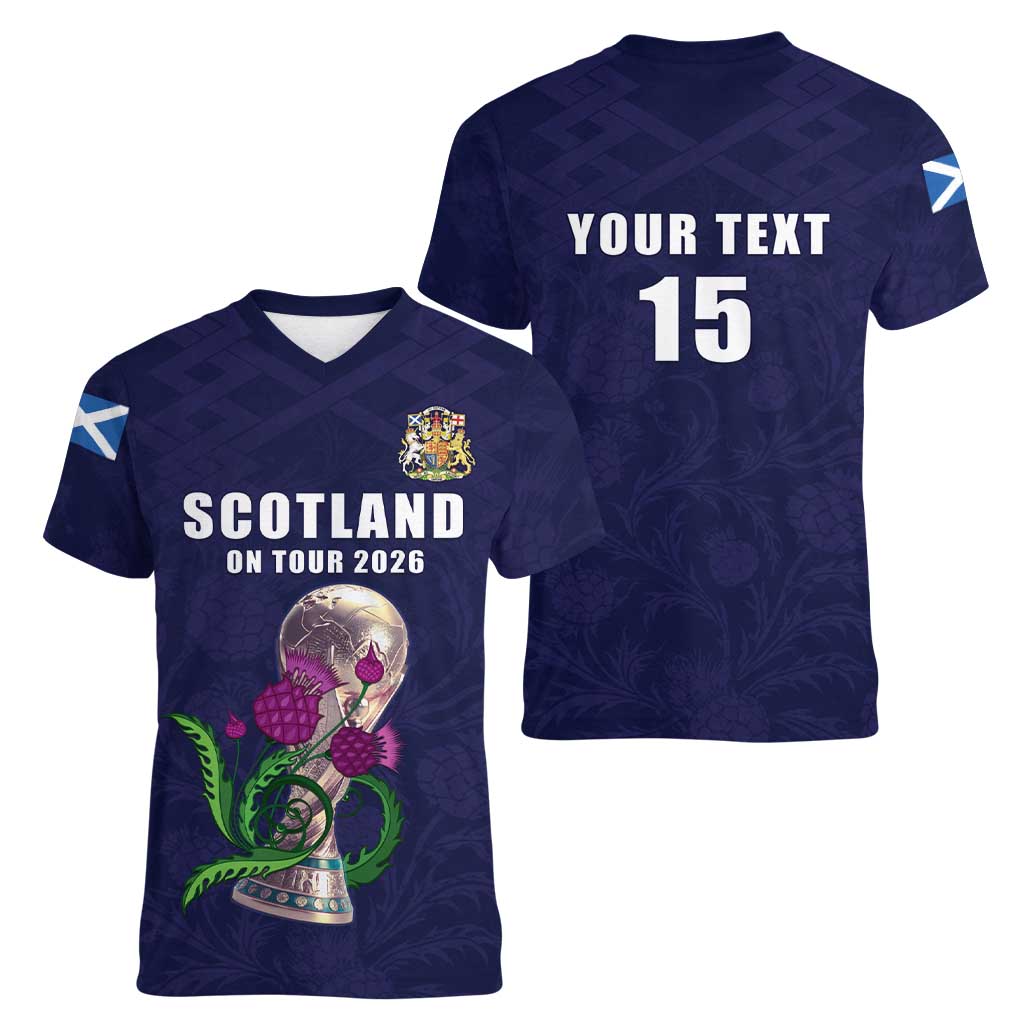 Custom Football Scotland Women V-Neck T-Shirt On Tour 2026