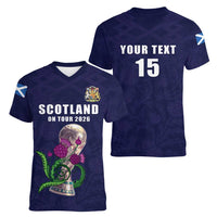 Custom Football Scotland Women V-Neck T-Shirt On Tour 2026