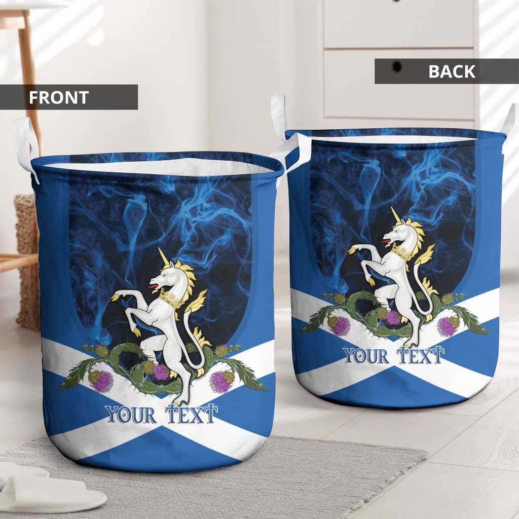 Personalised Unicorn Scotland Laundry Basket Scottish Saltire With Thistle