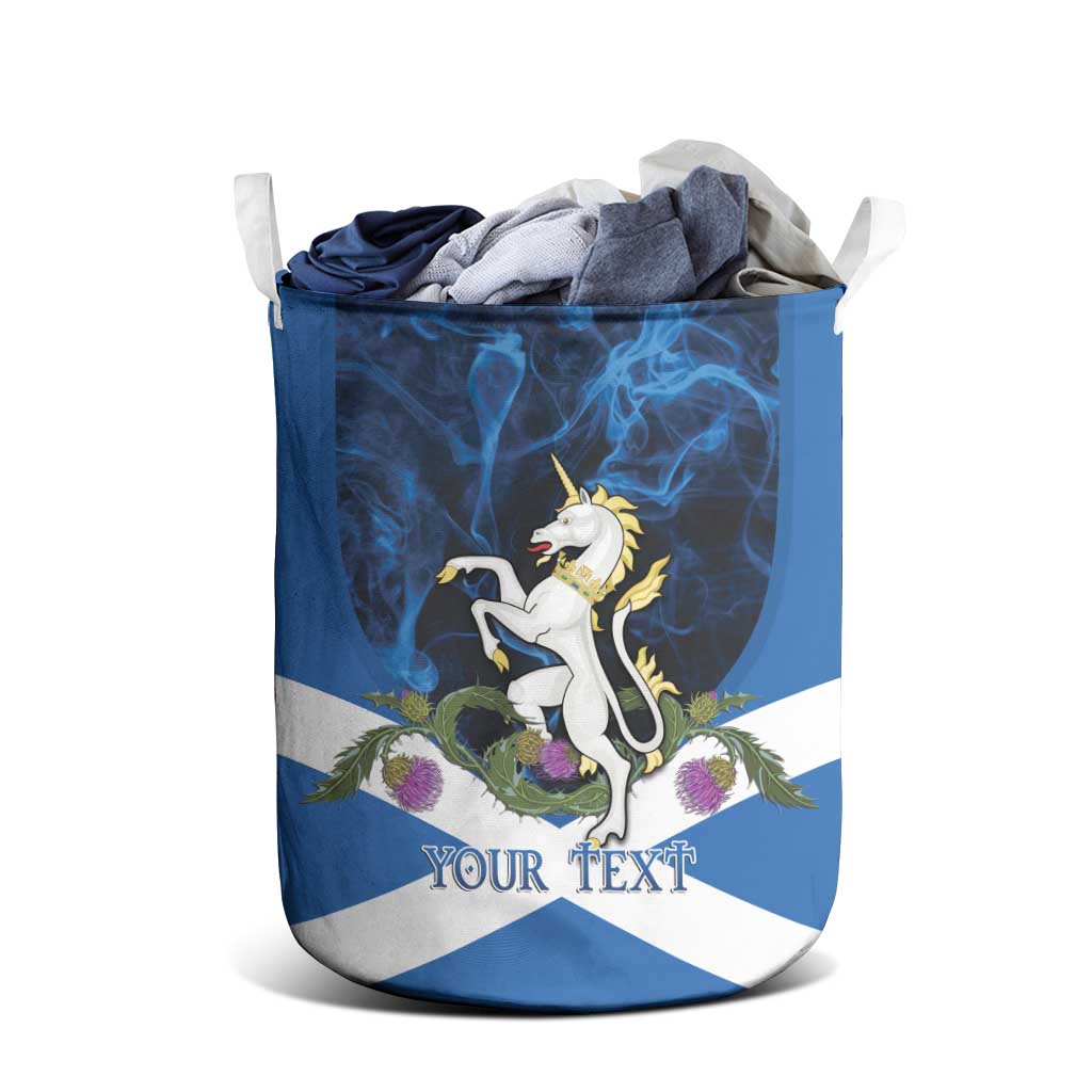 Personalised Unicorn Scotland Laundry Basket Scottish Saltire With Thistle