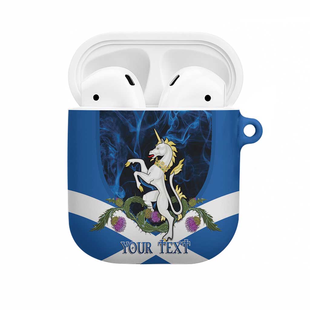 Personalised Unicorn Scotland AirPods Case Scottish Saltire With Thistle
