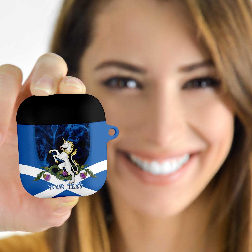 Personalised Unicorn Scotland AirPods Case Scottish Saltire With Thistle