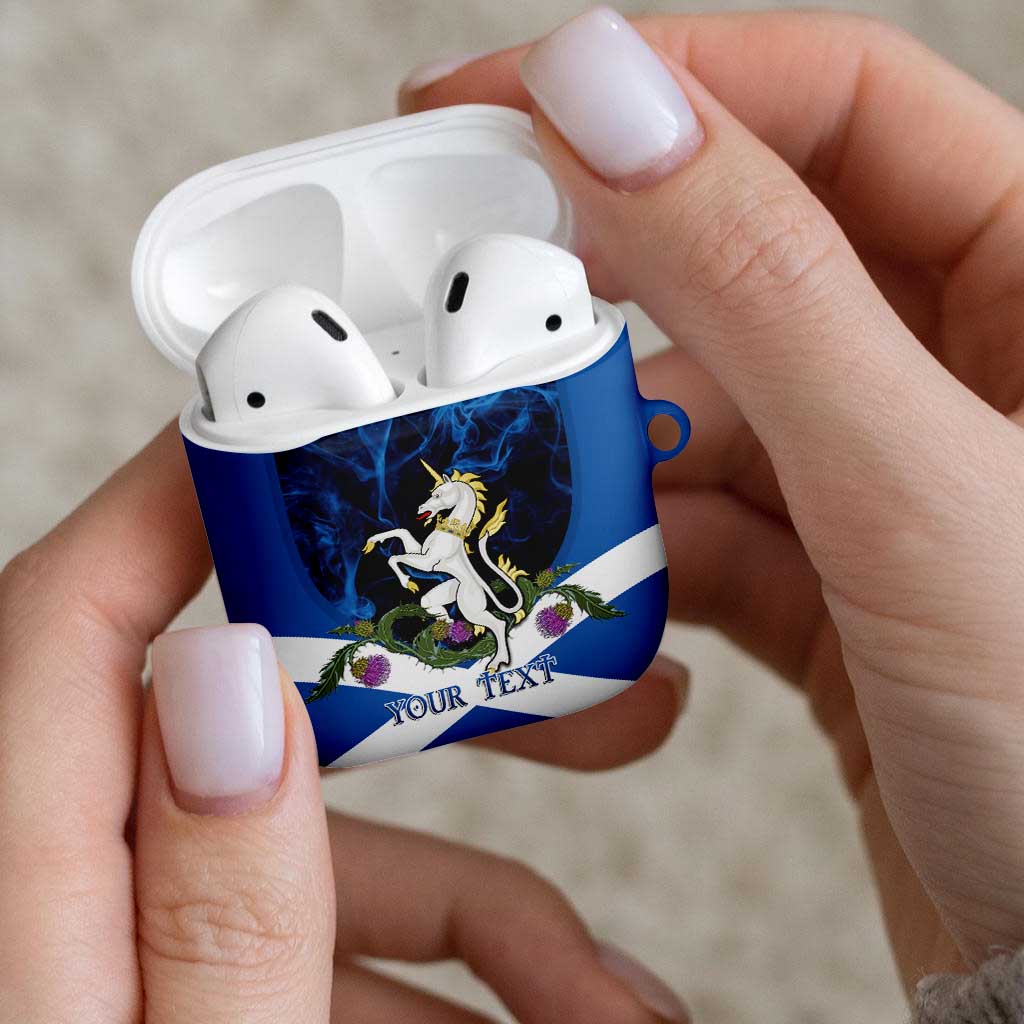 Personalised Unicorn Scotland AirPods Case Scottish Saltire With Thistle