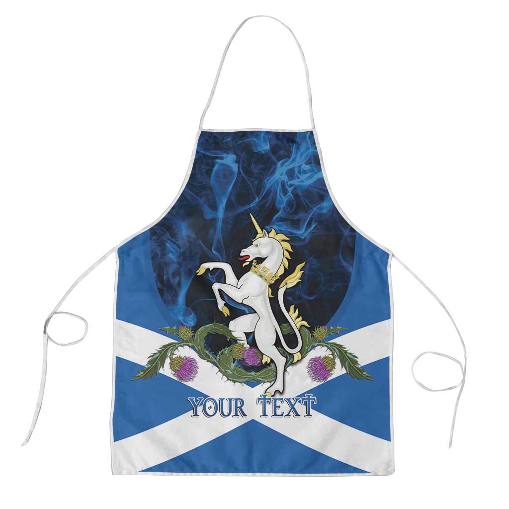 Personalised Unicorn Scotland Apron Scottish Saltire With Thistle