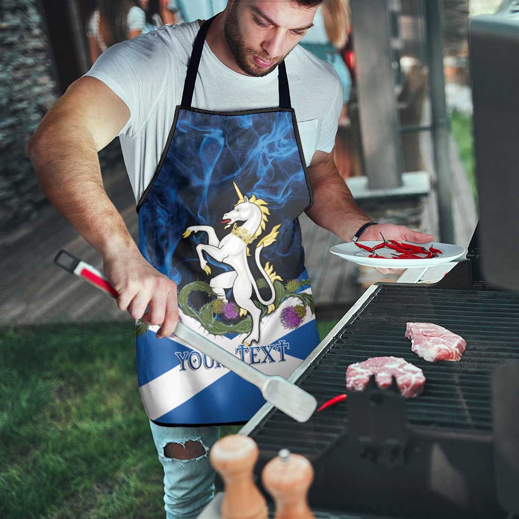 Personalised Unicorn Scotland Apron Scottish Saltire With Thistle