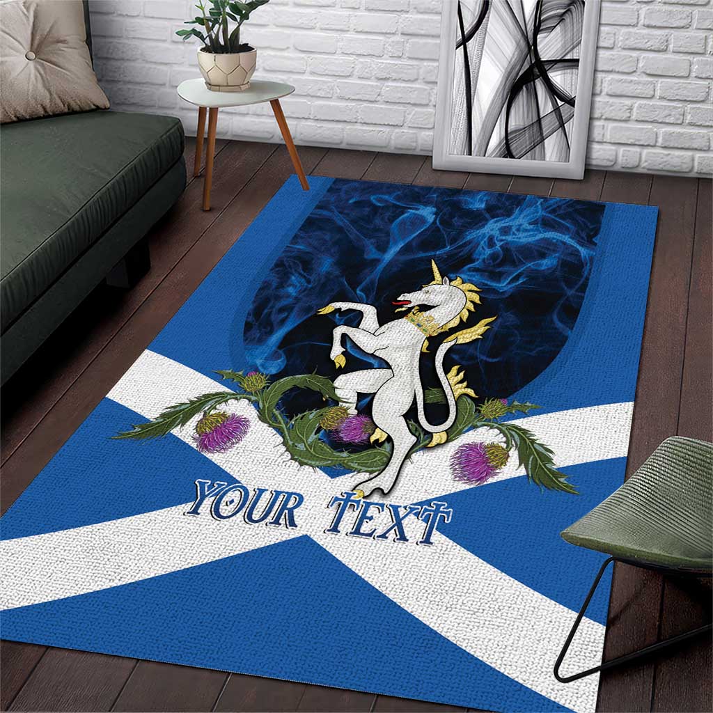Personalised Unicorn Scotland Area Rug Scottish Saltire With Thistle