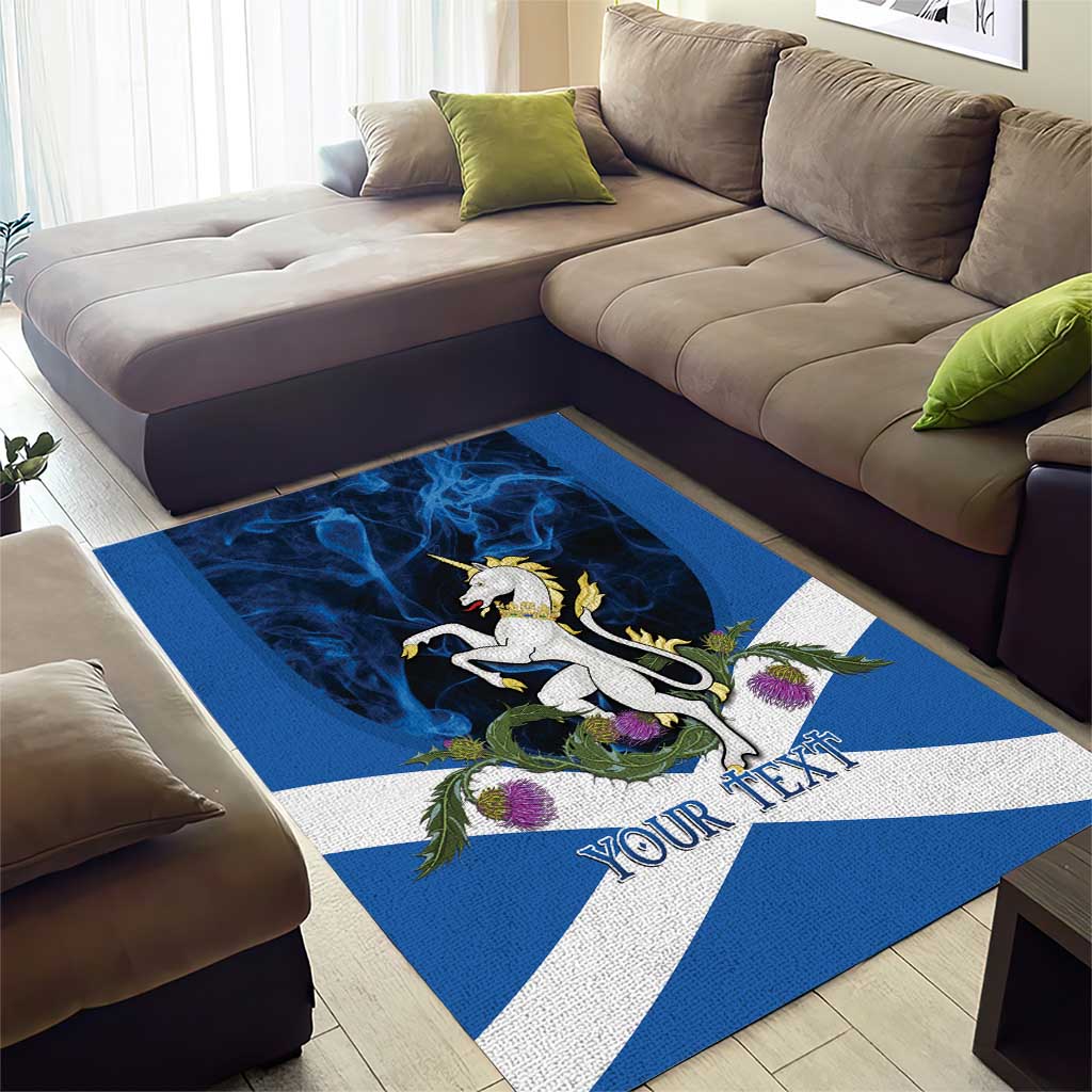 Personalised Unicorn Scotland Area Rug Scottish Saltire With Thistle