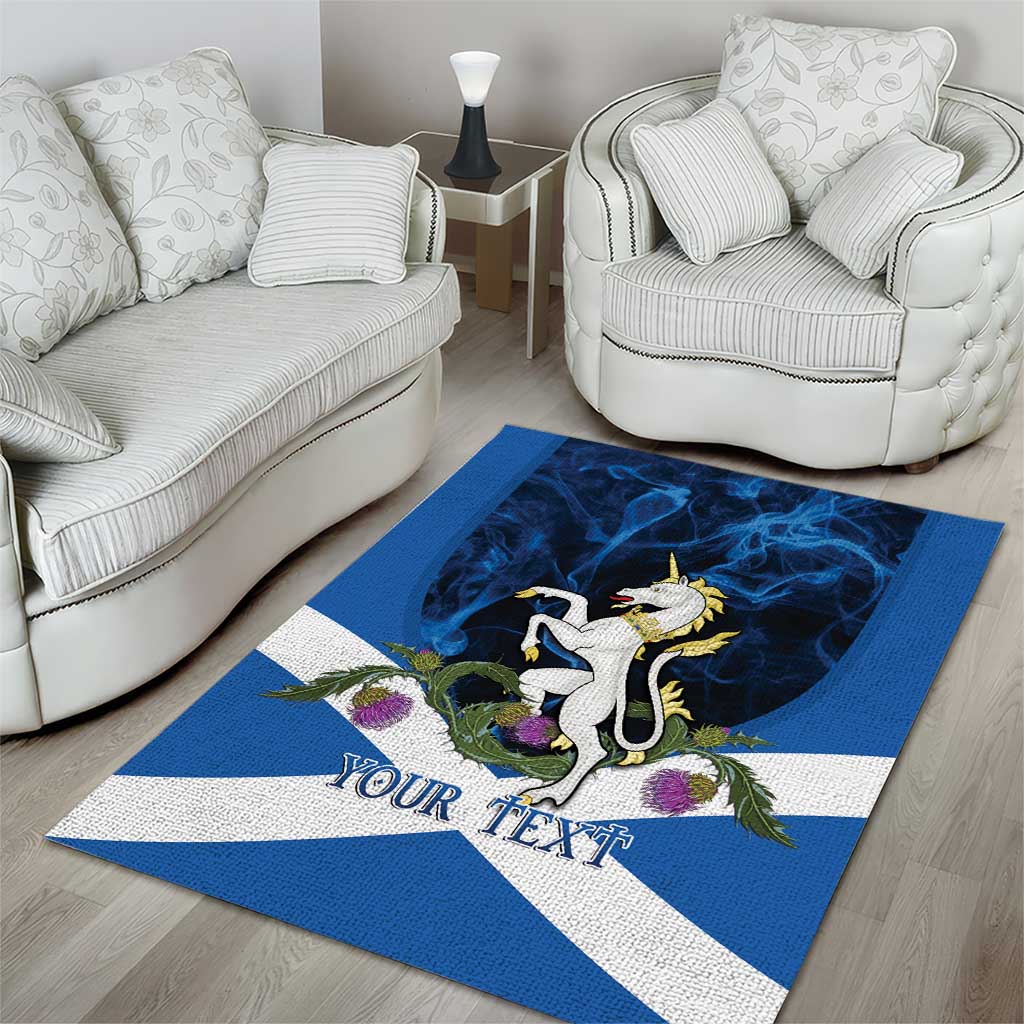 Personalised Unicorn Scotland Area Rug Scottish Saltire With Thistle
