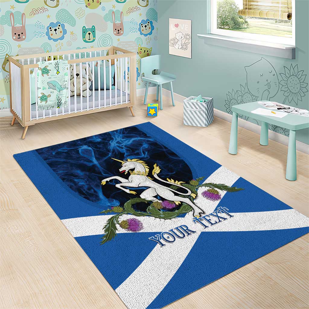 Personalised Unicorn Scotland Area Rug Scottish Saltire With Thistle