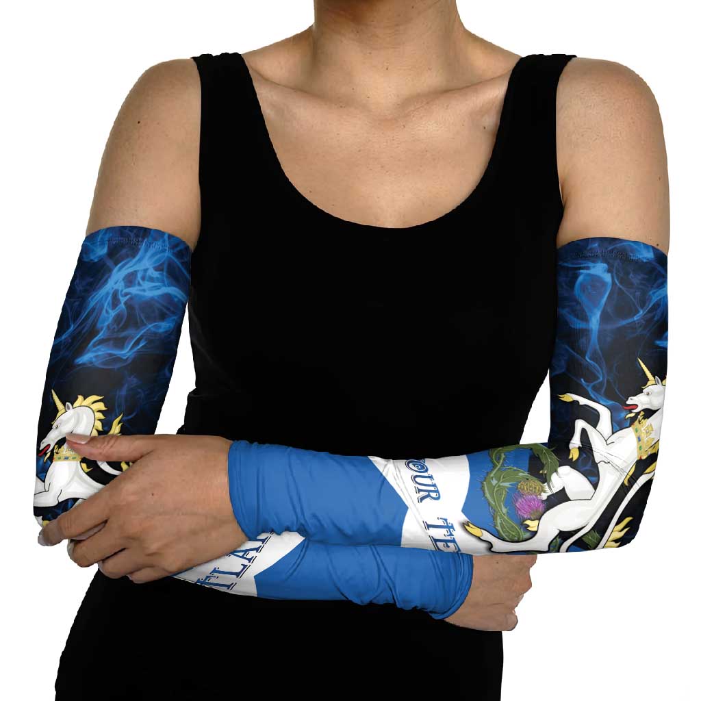 Personalised Unicorn Scotland Arm Sleeves Scottish Saltire With Thistle