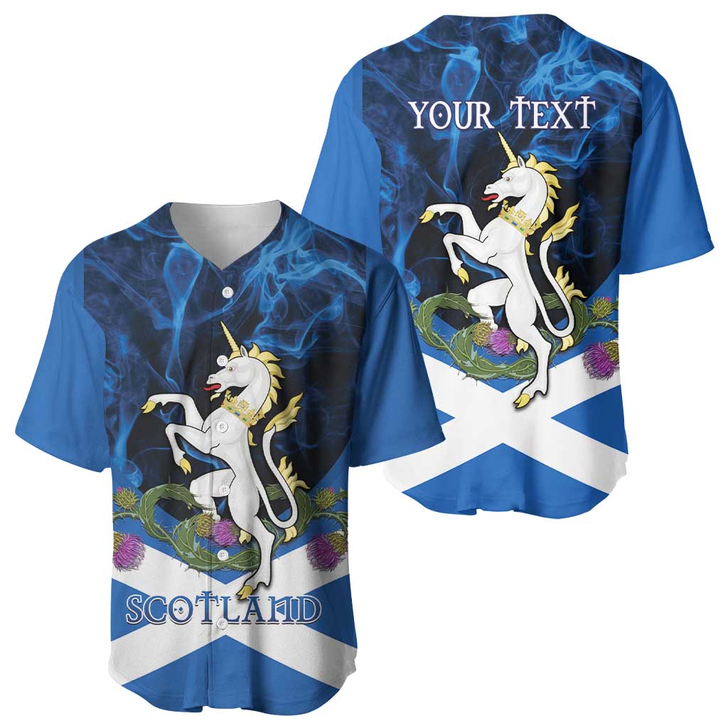 Personalised Unicorn Scotland Baseball Jersey Scottish Saltire With Thistle