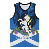 Personalised Unicorn Scotland Basketball Jersey Scottish Saltire With Thistle