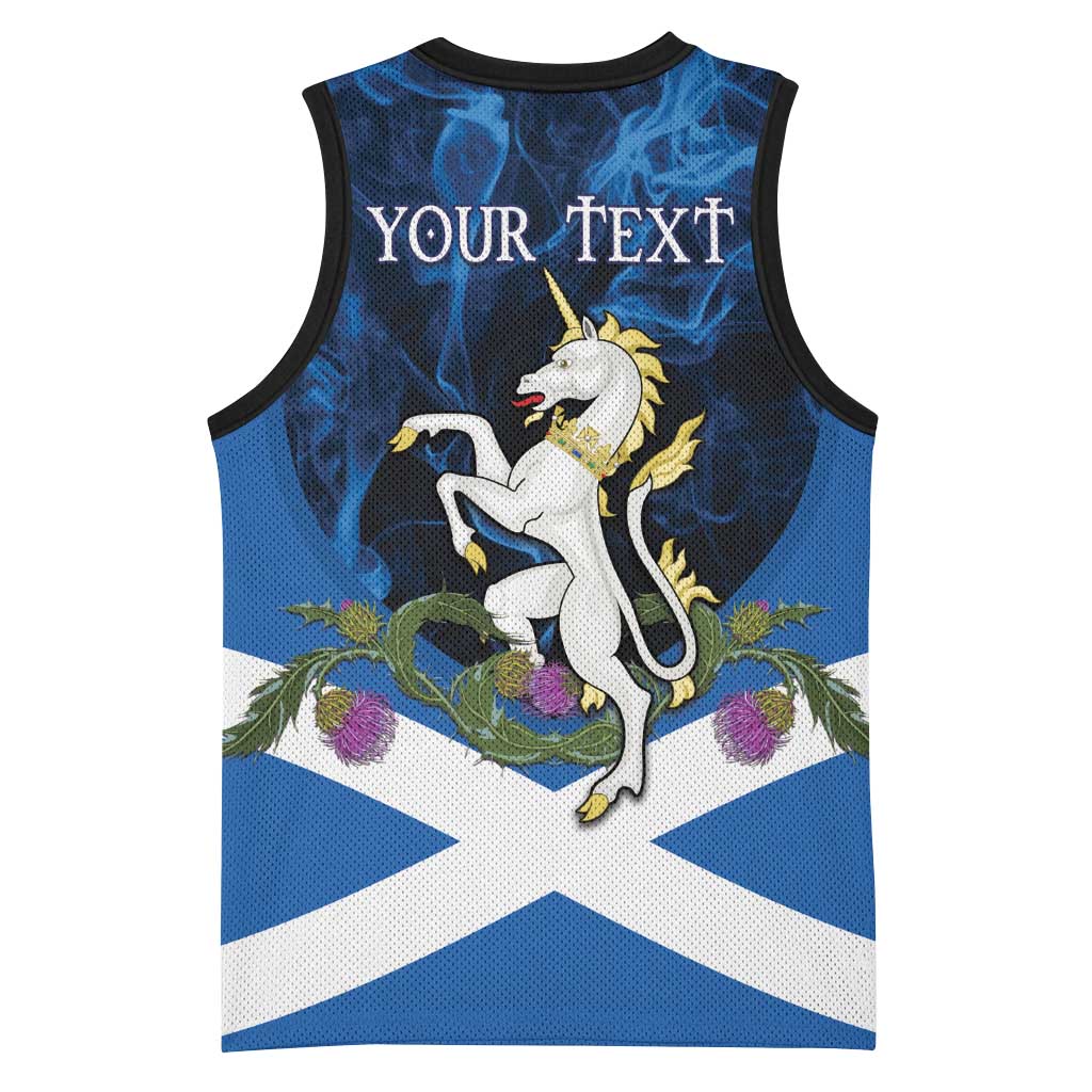 Personalised Unicorn Scotland Basketball Jersey Scottish Saltire With Thistle