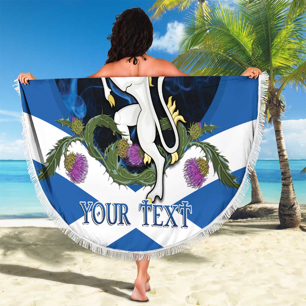 Personalised Unicorn Scotland Beach Blanket Scottish Saltire With Thistle