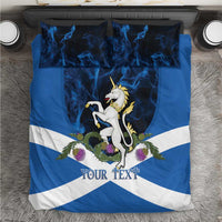 Personalised Unicorn Scotland Bedding Set Scottish Saltire With Thistle