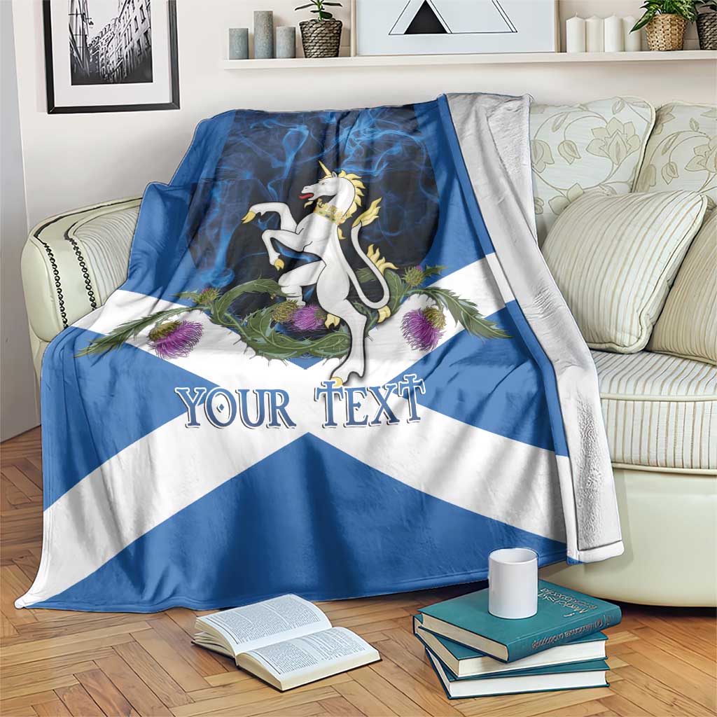 Personalised Unicorn Scotland Blanket Scottish Saltire With Thistle