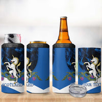 Personalised Unicorn Scotland 4 in 1 Can Cooler Tumbler Scottish Saltire With Thistle
