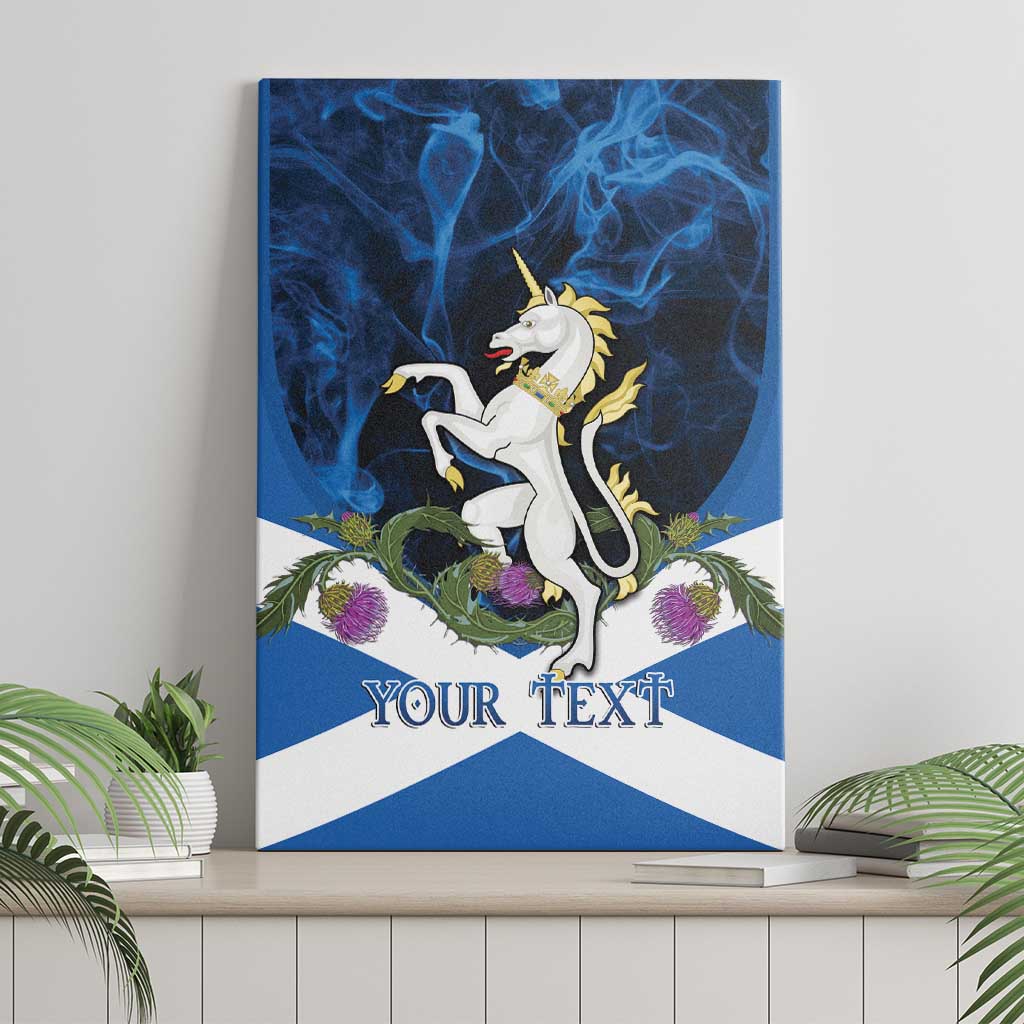 Personalised Unicorn Scotland Canvas Wall Art Scottish Saltire With Thistle