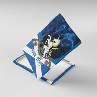 Personalised Unicorn Scotland Canvas Wall Art Scottish Saltire With Thistle