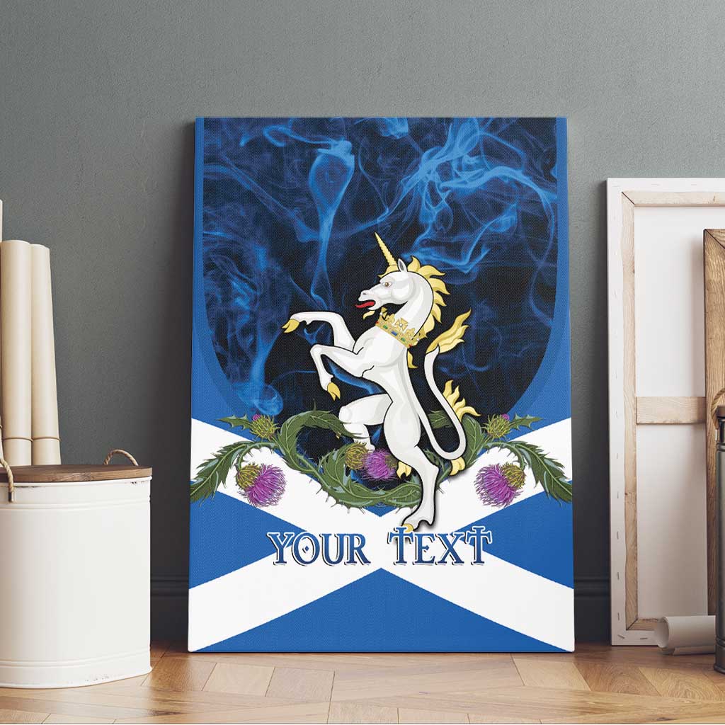 Personalised Unicorn Scotland Canvas Wall Art Scottish Saltire With Thistle