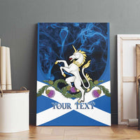 Personalised Unicorn Scotland Canvas Wall Art Scottish Saltire With Thistle