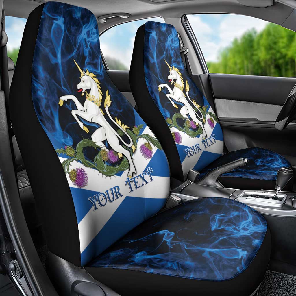 Personalised Unicorn Scotland Car Seat Cover Scottish Saltire With Thistle