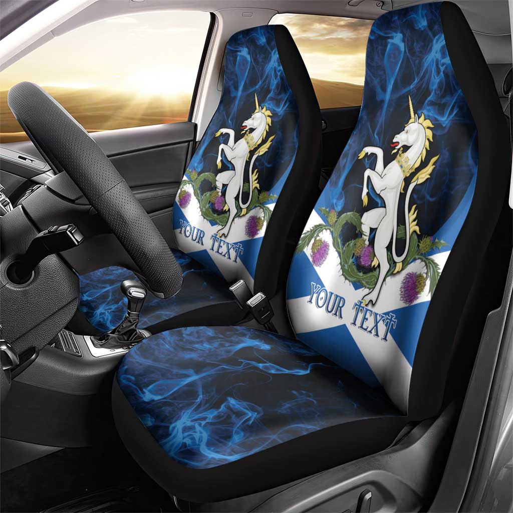 Personalised Unicorn Scotland Car Seat Cover Scottish Saltire With Thistle
