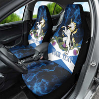 Personalised Unicorn Scotland Car Seat Cover Scottish Saltire With Thistle