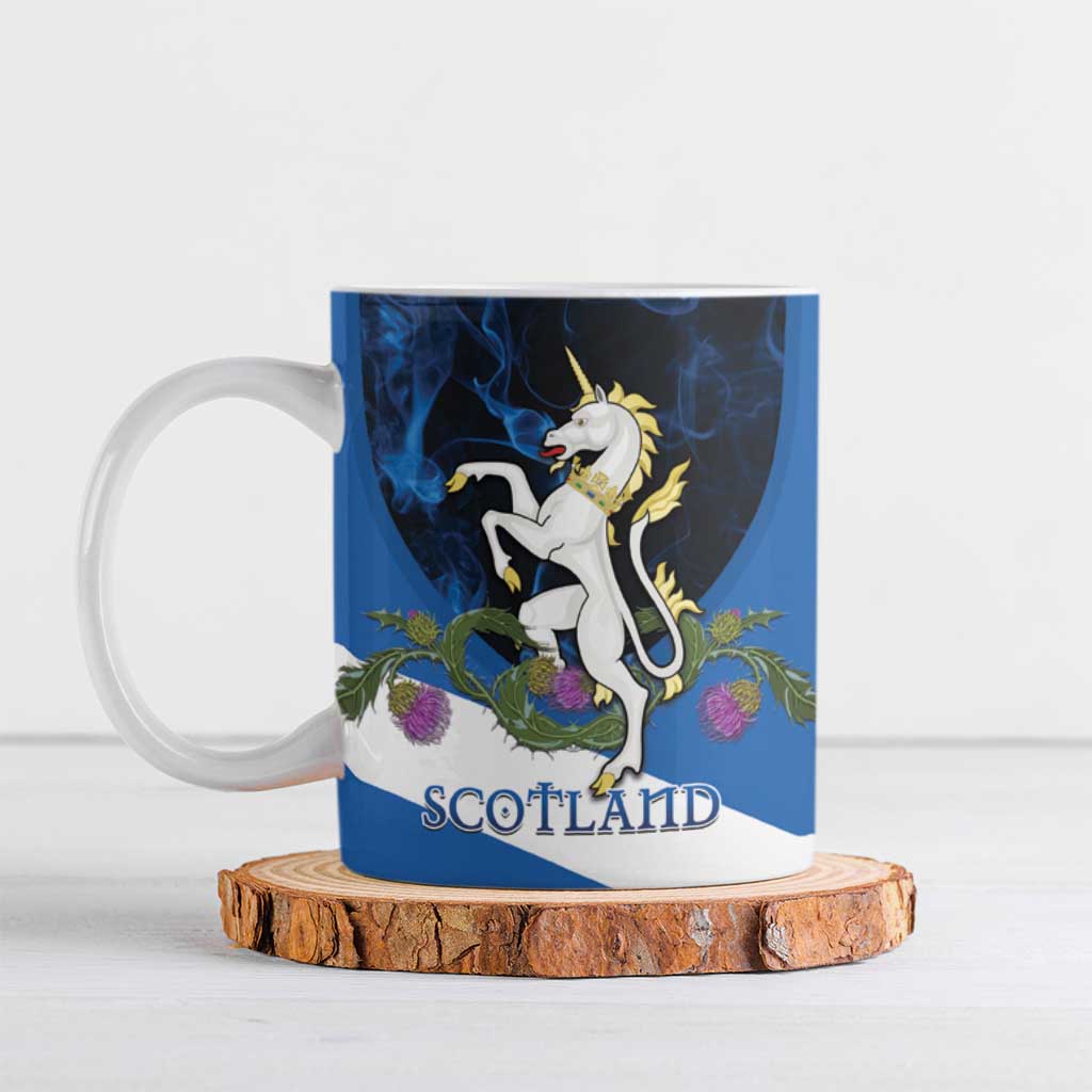 Personalised Unicorn Scotland Ceramic Mug Scottish Saltire With Thistle