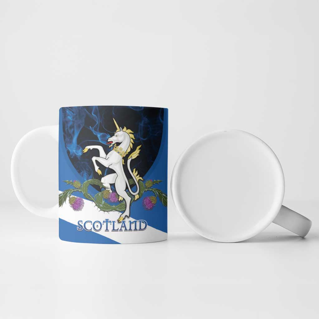 Personalised Unicorn Scotland Ceramic Mug Scottish Saltire With Thistle