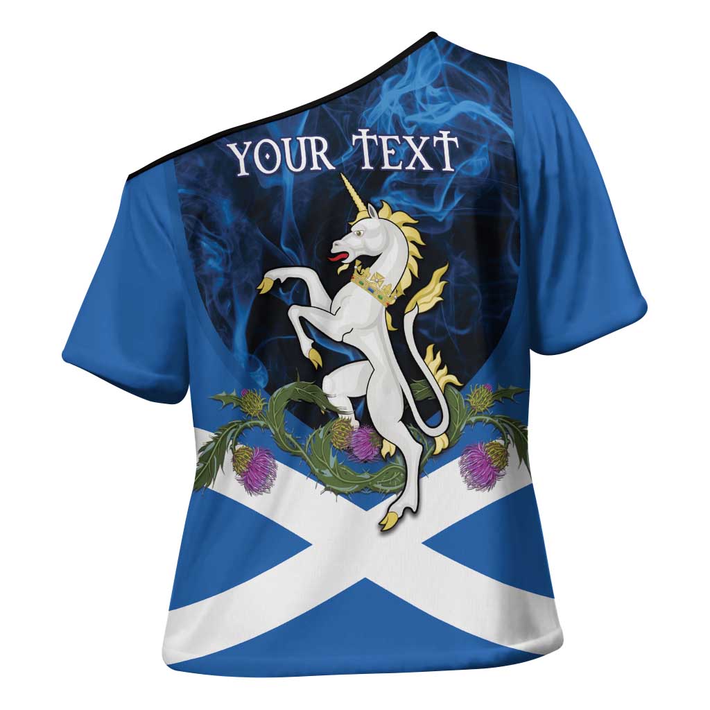 Personalised Unicorn Scotland Cross Shoulder Shirt Scottish Saltire With Thistle