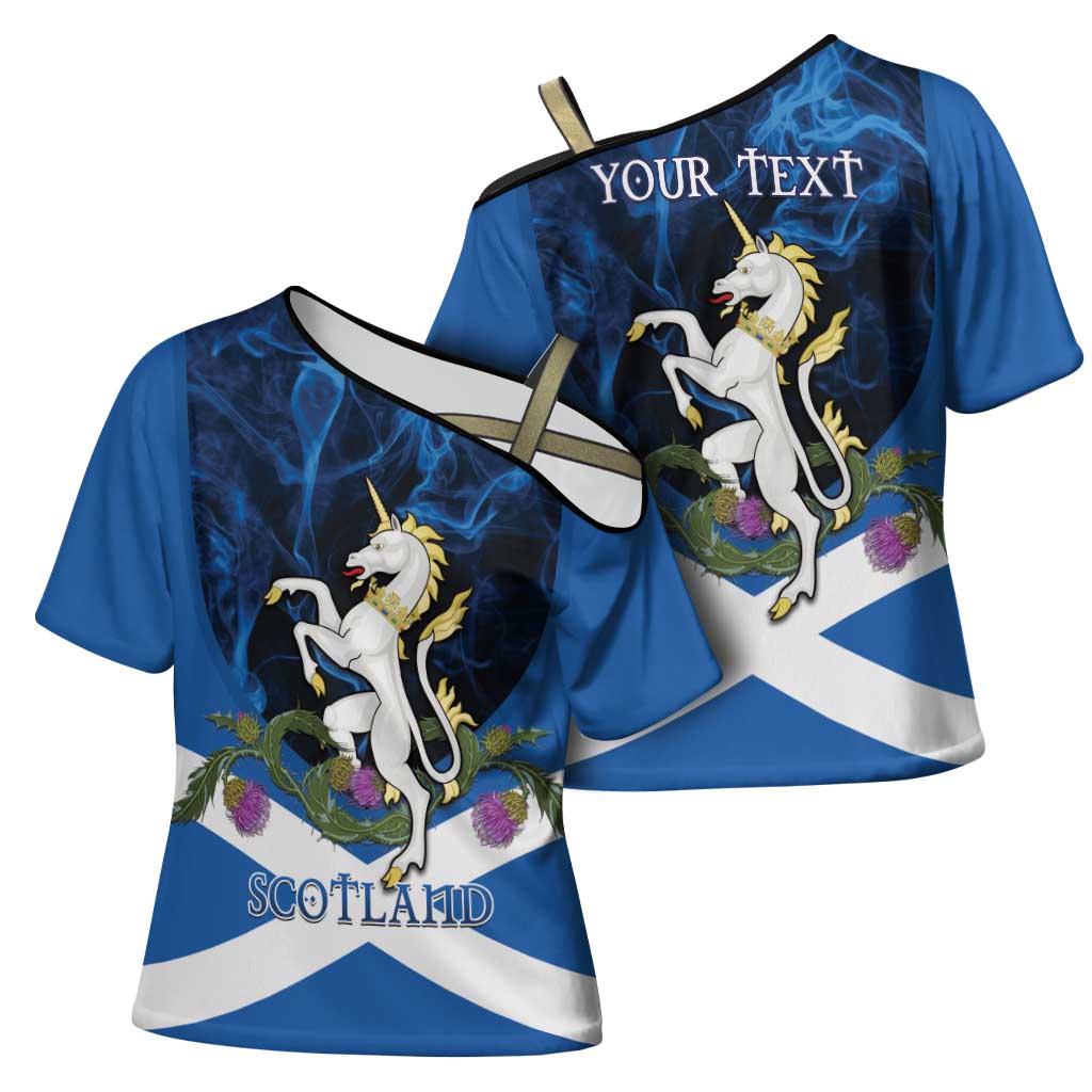 Personalised Unicorn Scotland Cross Shoulder Shirt Scottish Saltire With Thistle