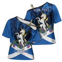 Personalised Unicorn Scotland Cross Shoulder Shirt Scottish Saltire With Thistle
