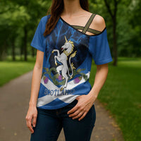 Personalised Unicorn Scotland Cross Shoulder Shirt Scottish Saltire With Thistle