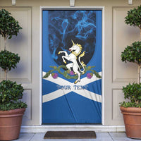 Personalised Unicorn Scotland Door Cover Scottish Saltire With Thistle