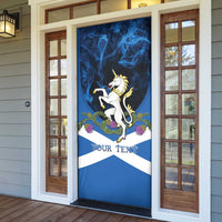 Personalised Unicorn Scotland Door Cover Scottish Saltire With Thistle