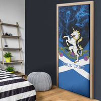 Personalised Unicorn Scotland Door Cover Scottish Saltire With Thistle