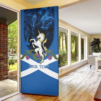 Personalised Unicorn Scotland Door Cover Scottish Saltire With Thistle