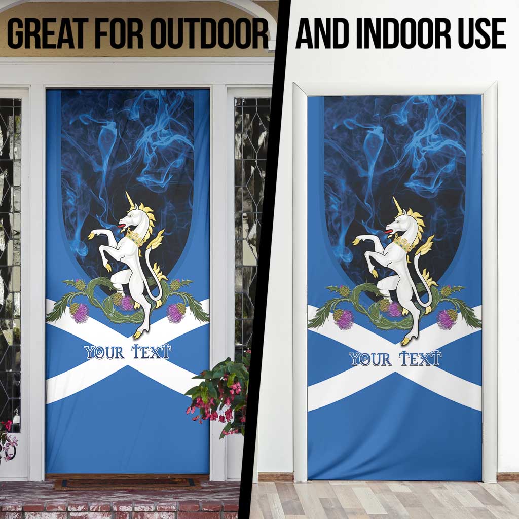 Personalised Unicorn Scotland Door Cover Scottish Saltire With Thistle