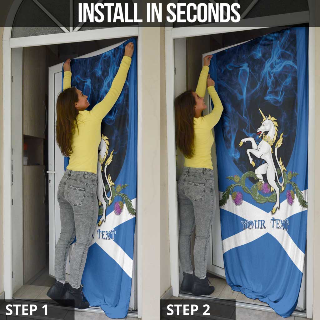 Personalised Unicorn Scotland Door Cover Scottish Saltire With Thistle