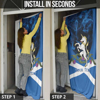Personalised Unicorn Scotland Door Cover Scottish Saltire With Thistle