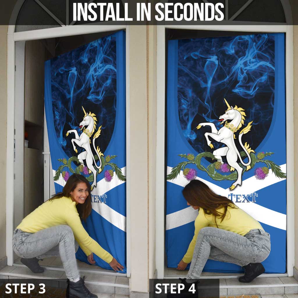 Personalised Unicorn Scotland Door Cover Scottish Saltire With Thistle