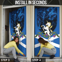 Personalised Unicorn Scotland Door Cover Scottish Saltire With Thistle
