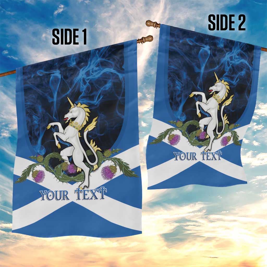 Personalised Unicorn Scotland Garden Flag Scottish Saltire With Thistle