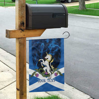 Personalised Unicorn Scotland Garden Flag Scottish Saltire With Thistle
