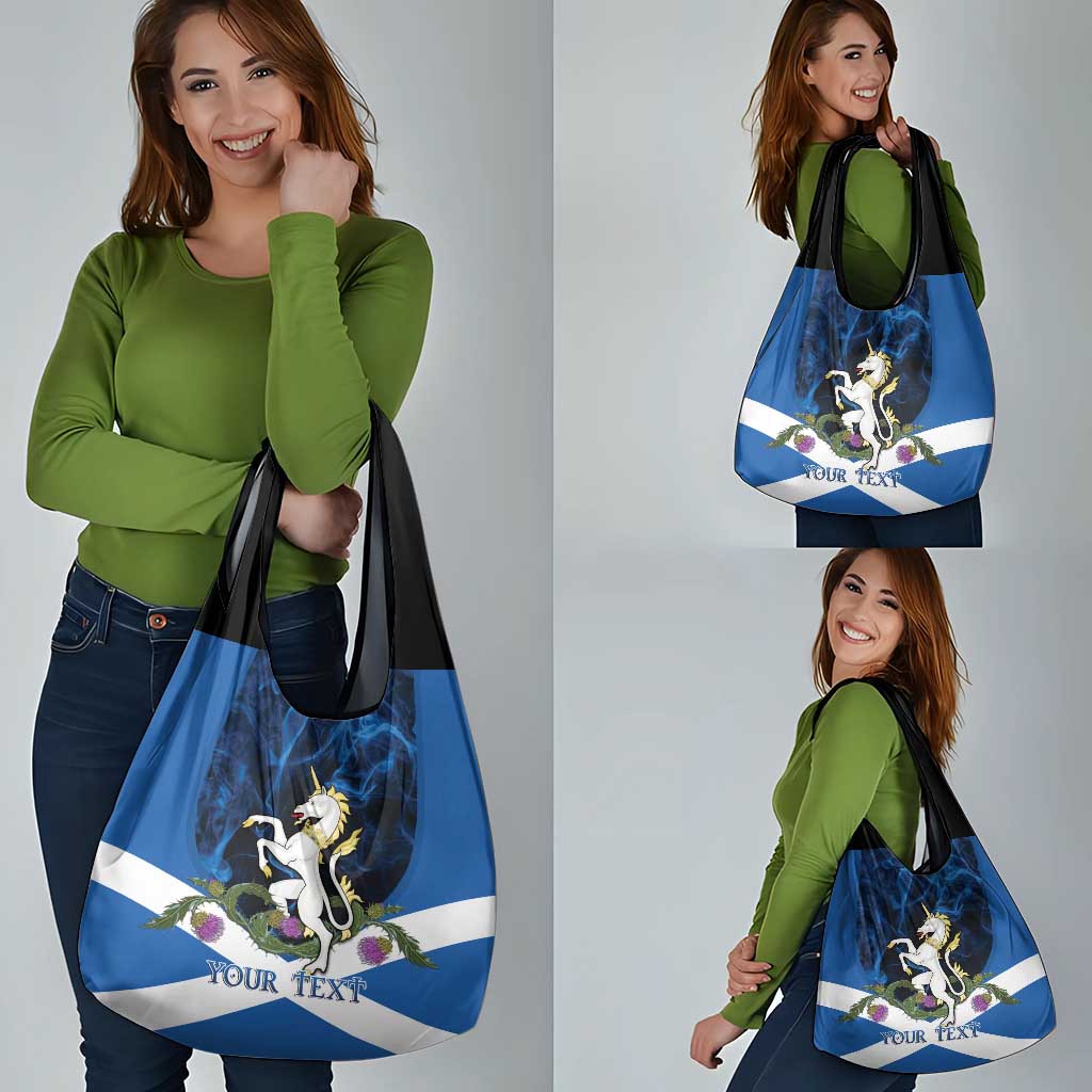 Personalised Unicorn Scotland Grocery Bag Scottish Saltire With Thistle