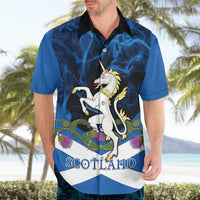 Personalised Unicorn Scotland Hawaiian Shirt Scottish Saltire With Thistle